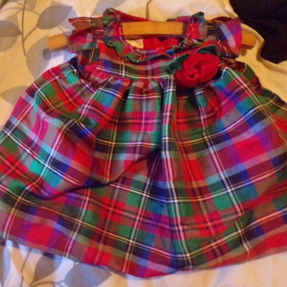 Laura Ashley London Baby Girl Holiday Dress 3-6 Months Red Tartan Plaid bloomer - Picture 1 of 3